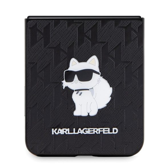 Karl Lagerfeld Samsung Galaxy Z Flip 5 Monogram Choupette Pin (KLHCZF5SAPCHNPK) hátlap, tok, fekete