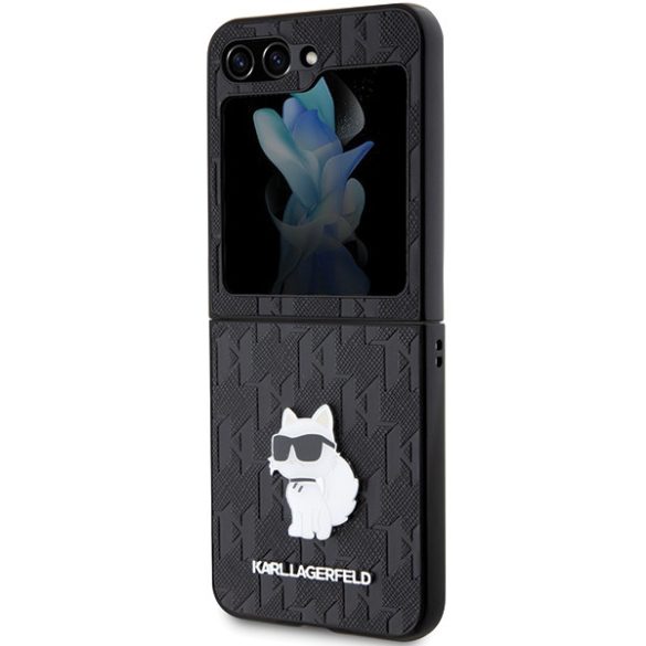 Karl Lagerfeld Samsung Galaxy Z Flip 5 Monogram Choupette Pin (KLHCZF5SAPCHNPK) hátlap, tok, fekete