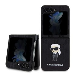   Karl Lagerfeld PU Saffiano Monogram Ikonik NFT Case Samsung Galaxy Z Flip 5 (KLHCZF5SAPKINPK) hátlap, tok, fekete
