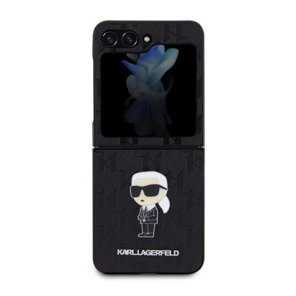 Karl Lagerfeld PU Saffiano Monogram Ikonik NFT Case Samsung Galaxy Z Flip 5 (KLHCZF5SAPKINPK) hátlap, tok, fekete