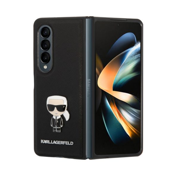 Karl Lagerfeld Samsung Galaxy Z Fold 4 Saffiano Ikonik (KLHCZFD4IKMSBK) hátlap, tok, fekete