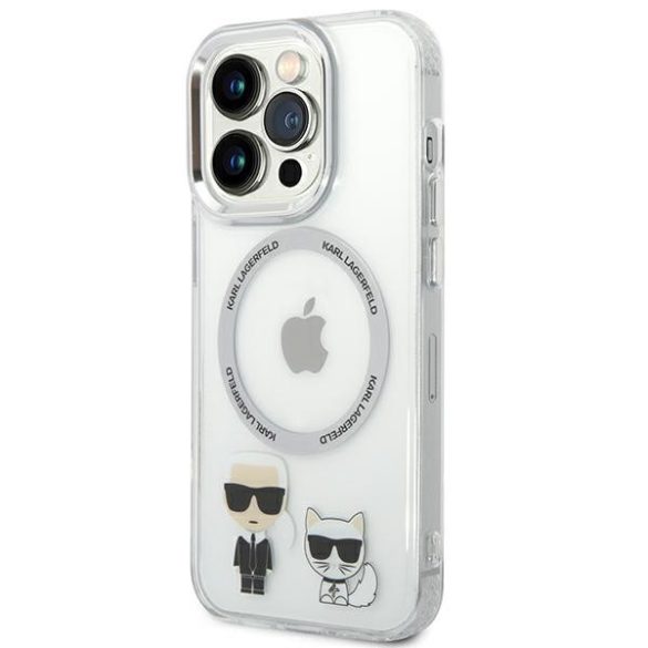 Karl Lagerfeld iPhone 14 Pro MagSafe Karl and Choupette (KLHMP14LHKCT) hátlap, tok, átlátszó
