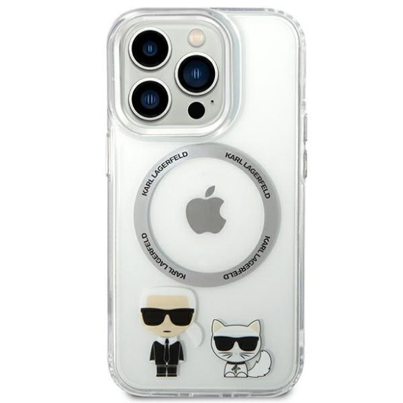 Karl Lagerfeld iPhone 14 Pro MagSafe Karl and Choupette (KLHMP14LHKCT) hátlap, tok, átlátszó