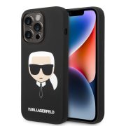   Karl Lagerfeld iPhone 14 Pro Silicone Choupette Head Magsafe (KLHMP14LSLKHBK) hátlap, tok, fekete