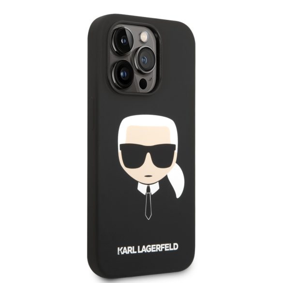 Karl Lagerfeld iPhone 14 Pro Silicone Choupette Head Magsafe (KLHMP14LSLKHBK) hátlap, tok, fekete