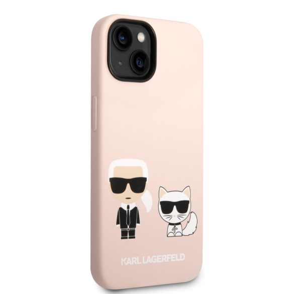 Karl Lagerfeld iPhone 14 Plus Silicone Karl & Choupette (KLHMP14MSSKCI) hátlap, tok, rózsaszín