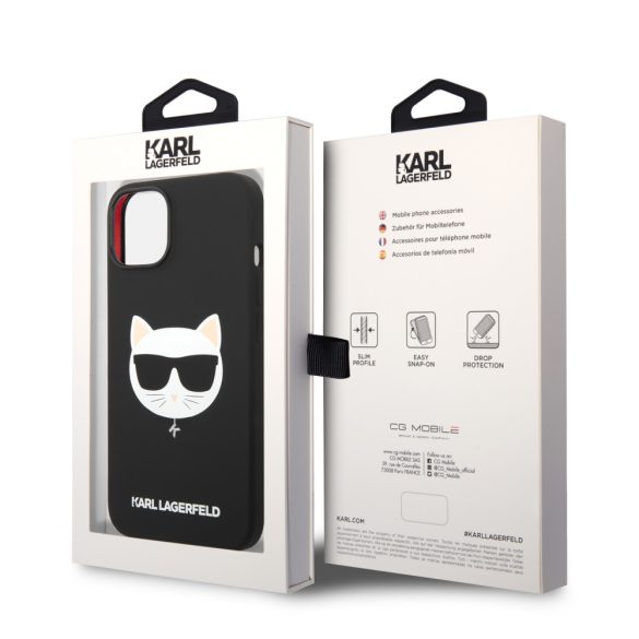 Karl Lagerfeld iPhone 14 Silicone Choupette Head Magsafe (KLHMP14SSLCHBK) hátlap, tok, fekete