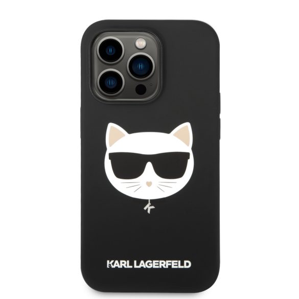 Karl Lagerfeld iPhone 14 Pro Max Silicone Choupette Head Magsafe (KLHMP14XSLCHBK) hátlap, tok, fekete