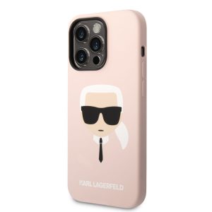 Karl Lagerfeld MagSafe Compatible Case Liquid Silicone Karl Head iPhone 14 Pro Max (KLHMP14XSLKHLP) magsafe kompatibilis hátlap, tok, rózsaszín