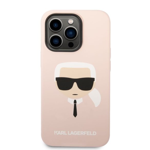 Karl Lagerfeld MagSafe Compatible Case Liquid Silicone Karl Head iPhone 14 Pro Max (KLHMP14XSLKHLP) magsafe kompatibilis hátlap, tok, rózsaszín