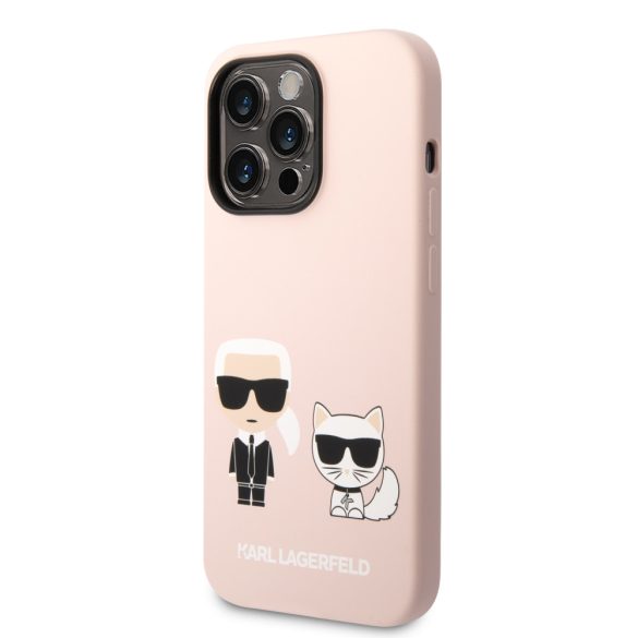 Karl Lagerfeld iPhone 14 Pro Max Liquid Silicone Karl and Choupette Magsafe (KLHMP14XSSKCI) magsafe kompatibilis hátlap, tok, rózsaszín