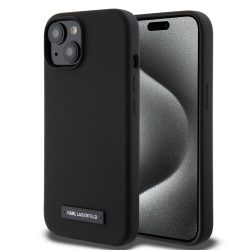   Karl Lagerfeld Liquid Silicone Plaque MagSafe Case iPhone 15 (KLHMP15SSLMP1K) hátlap, tok, fekete