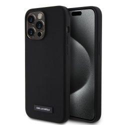   Karl Lagerfeld Liquid Silicone Plaque MagSafe Case iPhone 15 Pro Max (KLHMP15XSLMP1K) hátlap, tok, fekete