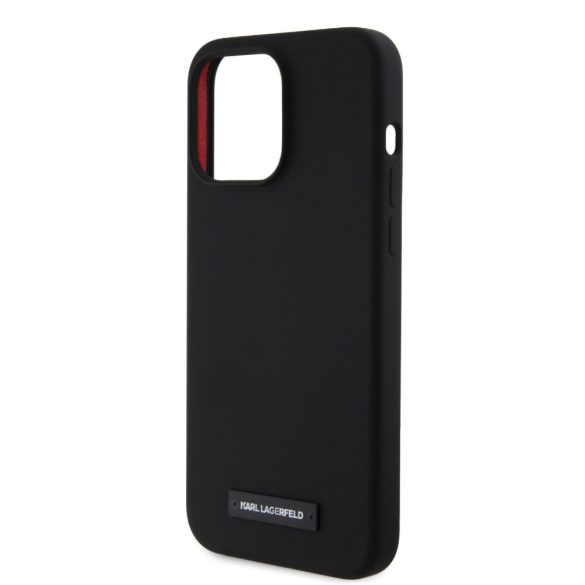 Karl Lagerfeld Liquid Silicone Plaque MagSafe Case iPhone 15 Pro Max (KLHMP15XSLMP1K) hátlap, tok, fekete