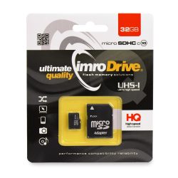   Imro memóriakártya micro SDHC, 32GB, class 10, UHS-I, adapterrel, fekete