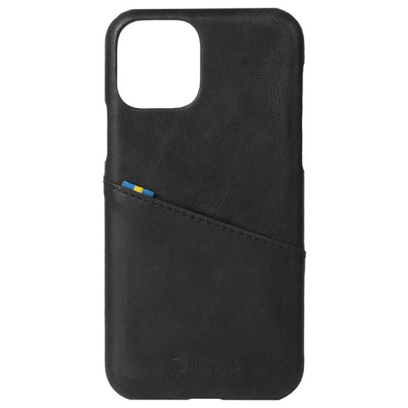 Krusell Leather CardCover iPhone 12/12 Pro eredeti bőr, kártyatartós hátlap, tok, fekete