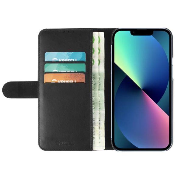 Krusell iPhone 13 Pro Max Phone Wallet oldalra nyíló tok, fekete