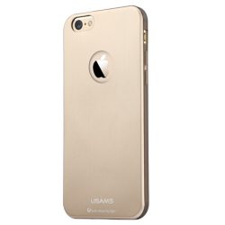   Apple iPhone 6/6S USAMS Metallica oldalt átlátszó, hátul fémes hatású TPU tok, arany