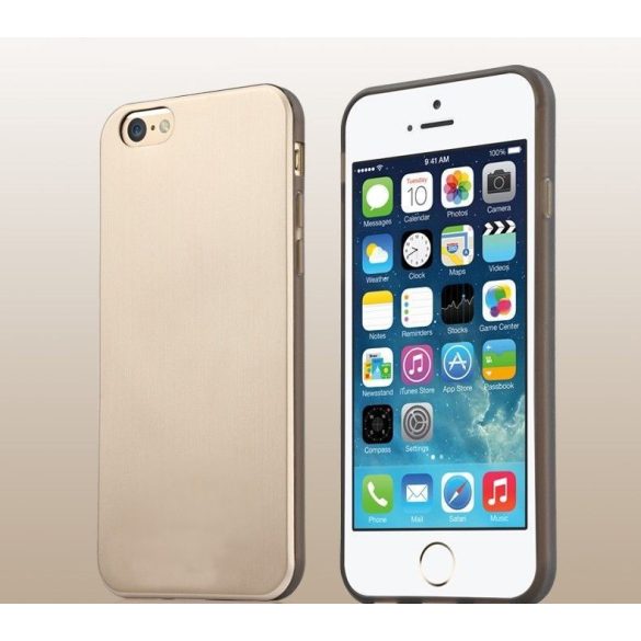 Apple iPhone 6 Plus, USAMS Metallica oldalt átlátszó, hátul fémes hatású TPU tok, arany