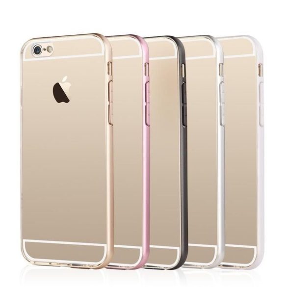 Apple iPhone 6/6S USAMS Slim 2in1 átlátszó szilikon TPU tok színes műanyag kerettel, ezüst