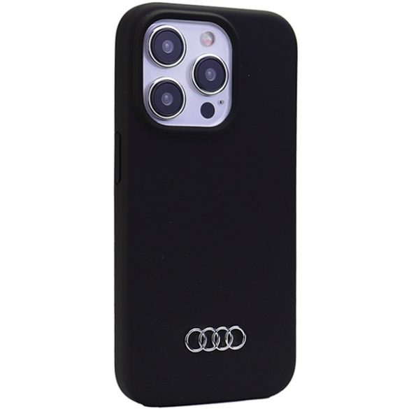 Audi Silicone Case iPhone 15 Pro (AU-LSRIP15P-Q3/D1-BK) hátlap, tok, fekete