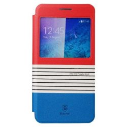   Baseus Eden Samsung Galaxy Alpha oldalra nyíló bőr tok, piros-kék