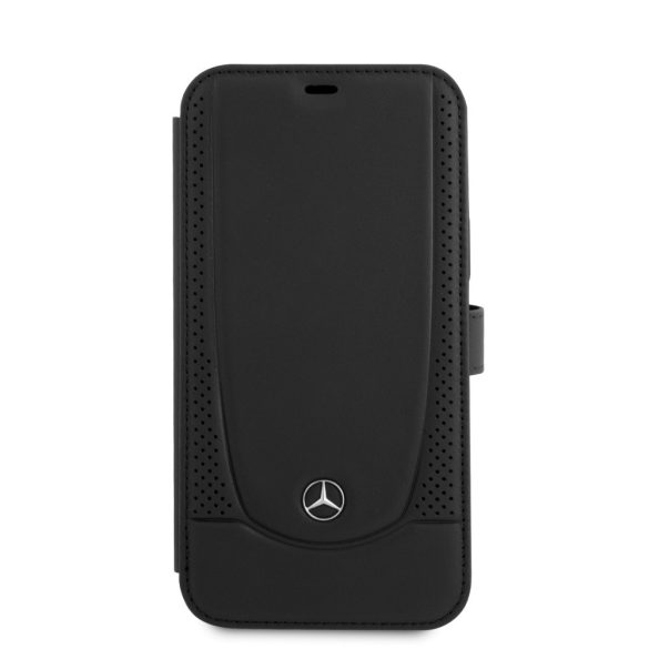 Mercedes-Benz iPhone 12 Pro Max Leather Urban (MEFLBKP12LARMBK) eredeti bőr oldalra nyíló tok, fekete