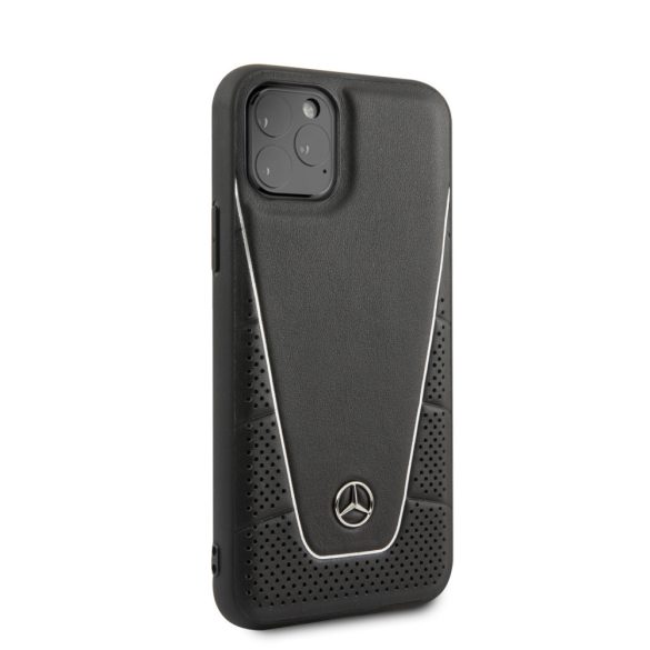 Mercedes-Benz iPhone 11 Pro Pattern Line eredeti bőr (MEHCN58CLSSI) hátlap, tok, fekete