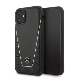   Mercedes-Benz iPhone 11 Pattern Line eredeti bőr hátlap, tok, fekete