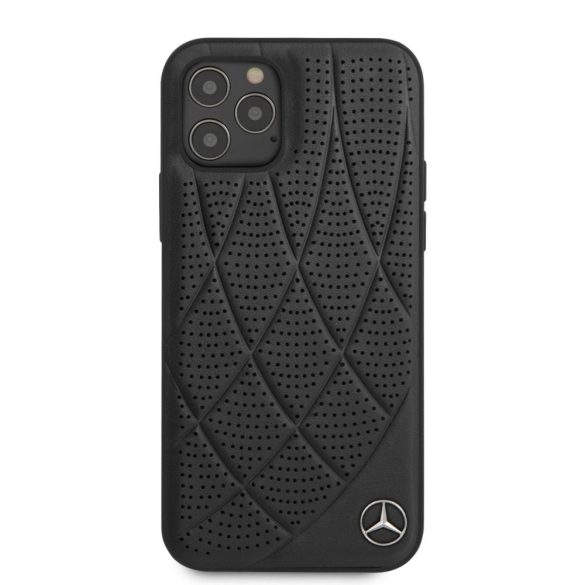 Mercedes-Benz iPhone 12/12 Pro Leather Bow eredeti bőr (MEHCP12MDIQBK) hátlap, tok, fekete