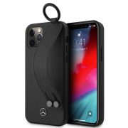   Mercedes-Benz iPhone 12/12 Pro Leather Hand Strap (MEHCP12MLSSBK) eredeti bőr, oldalra nyíló tok, fekete