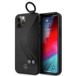   Mercedes-Benz iPhone 12/12 Pro Leather Hand Strap (MEHCP12MLSSBK) eredeti bőr, oldalra nyíló tok, fekete