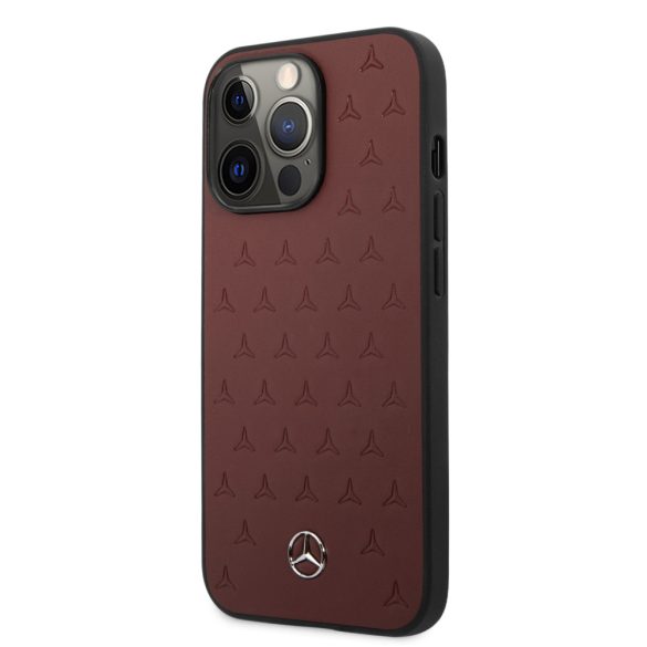 Mercedes iPhone 13 Pro Leather Stars Pattern (MEHCP13LPSQRE) hátlap, tok, piros