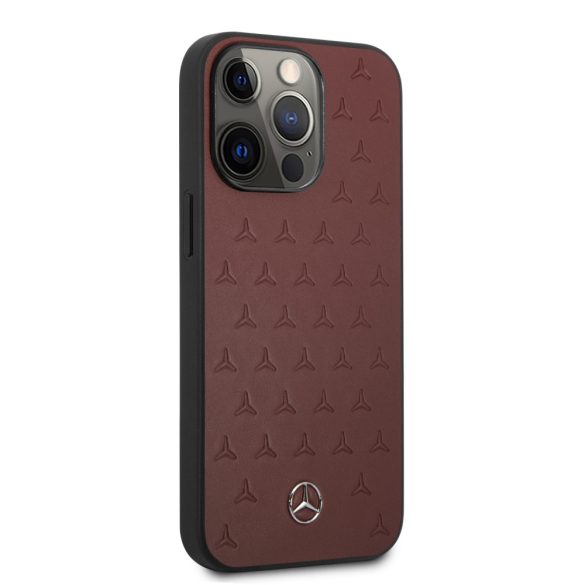 Mercedes iPhone 13 Pro Leather Stars Pattern (MEHCP13LPSQRE) hátlap, tok, piros