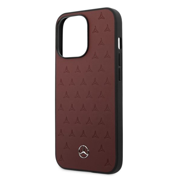 Mercedes iPhone 13 Pro Leather Stars Pattern (MEHCP13LPSQRE) hátlap, tok, piros