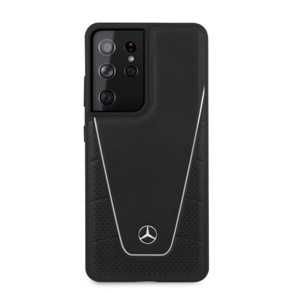 Mercedes-Benz Samsung Galaxy S21 Ultra Dynamic Leather (MEHCS21LCLSSI) eredeti bőr oldalra nyíló tok, fekete