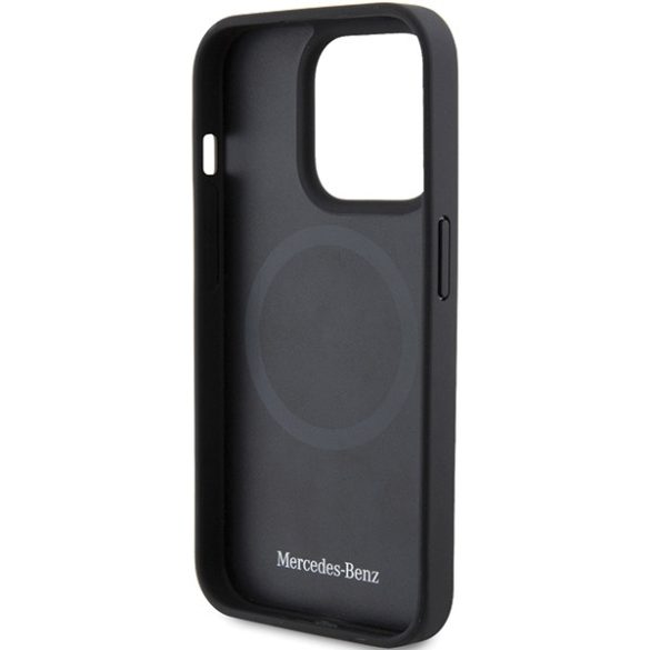 Mercedes iPhone 15 Pro Smooth Leather MagSafe (MEHMP15L23RCMK) magsafe kompatibilis hátlap, tok, fekete