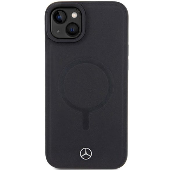 Mercedes iPhone 15 Smooth Leather MagSafe (MEHMP15S23RCMK) magsafe kompatibilis hátlap, tok, fekete