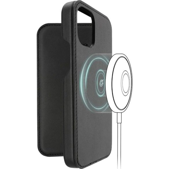 Hama Magcase Finest Sense Phone Bag Case iPhone 12/12 Pro, magsafe kompatibilis oldalra nyíló tok, fekete