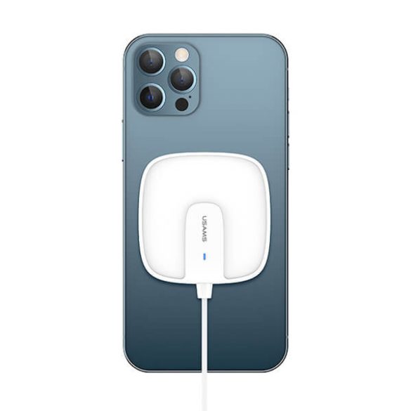 USAMS CD159 W1 Wireless Charger Qi, MagSafe kompatibilis vezeték nélküli töltő, 15W, fehér