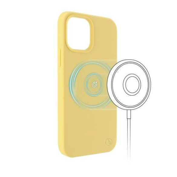 Hama Magcase Finest Sense Case iPhone 12/12 Pro, magsafe kompatibilis hátlap, tok, sárga