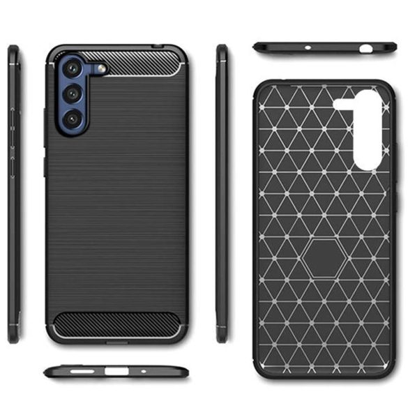 Carbon Case Flexible Samsung Galaxy S21 Plus hátlap, tok, fekete