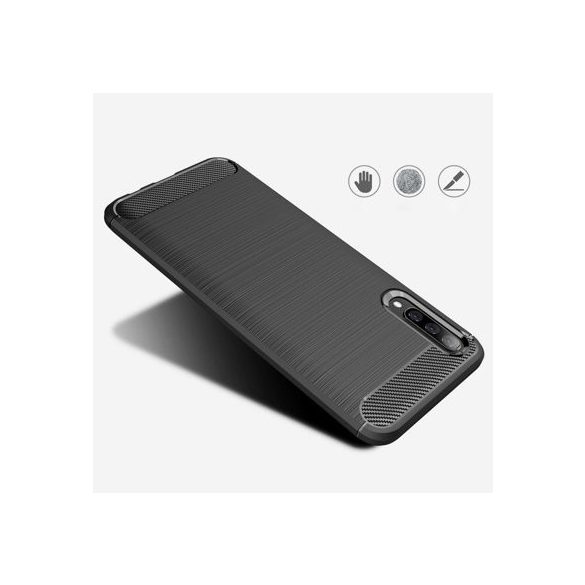 Carbon Case Flexible Samsung Galaxy A70s hátlap, tok, fekete