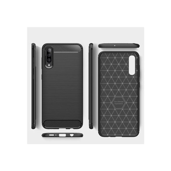 Carbon Case Flexible Samsung Galaxy A70s hátlap, tok, fekete