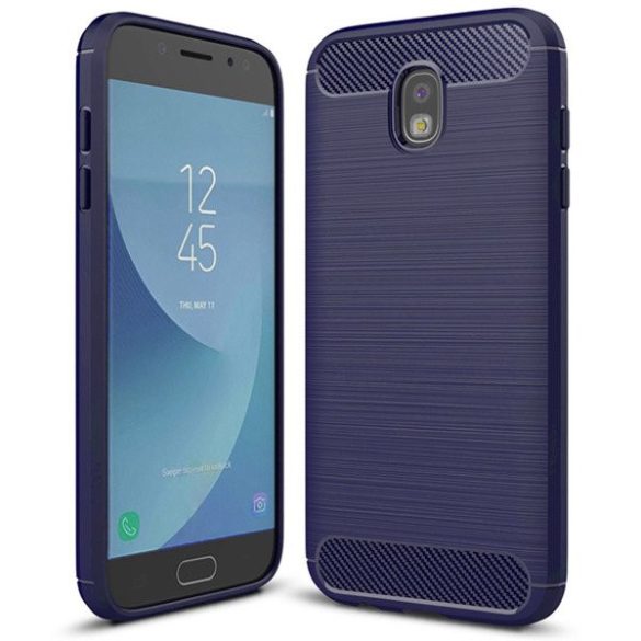 Carbon Case Flexible Samsung Galaxy J7 (2017) hátlap, tok, sötétkék