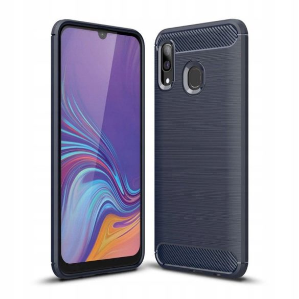 Carbon Case Flexible Samsung Galaxy A20/A30/A50/A50s/A30s hátlap, tok, sötétkék