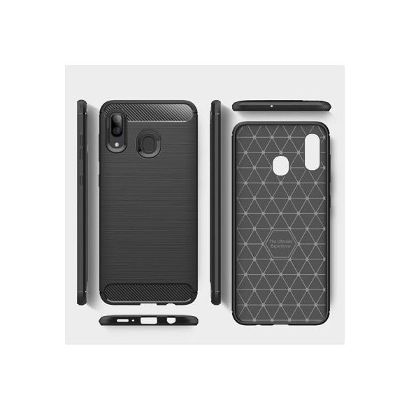 Carbon Case Flexible Samsung Galaxy A20/A30/A50/A50s/A30s hátlap, tok, sötétkék