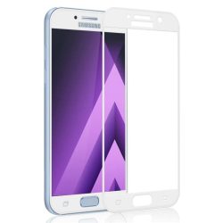   Samsung Galaxy A8 (2018) 5D Full Glue teljes kijelzős edzett üvegfólia (tempered glass) 9H keménységű, fehér