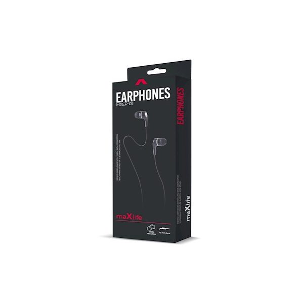 Maxlife MXEP-01 vezetékes fülhallgató, 3.5mm jack, fekete