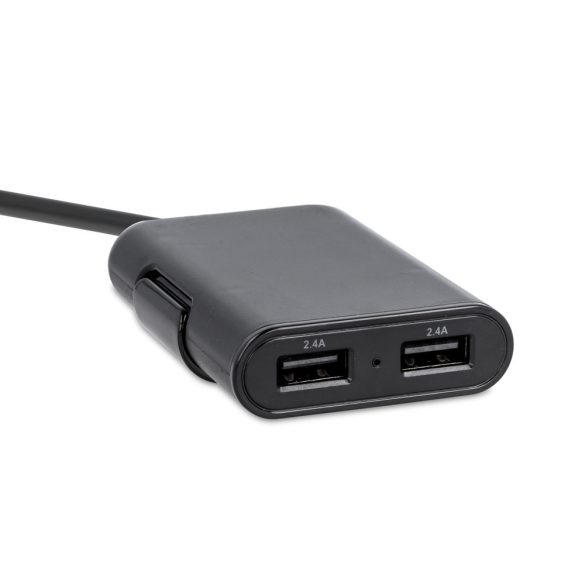 Maxlife MXCC-03 2x2 USB univerzális autós szivargyújtó töltő, gyorstöltő, utas adapterrel, fekete